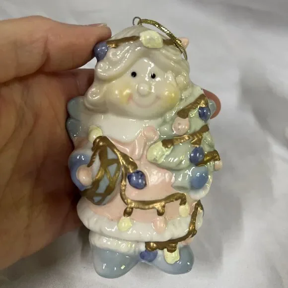 VTG Ceramic Baby Face Angel Christmas Ornament 3.5” Set Of 3 Hard To Find - D10